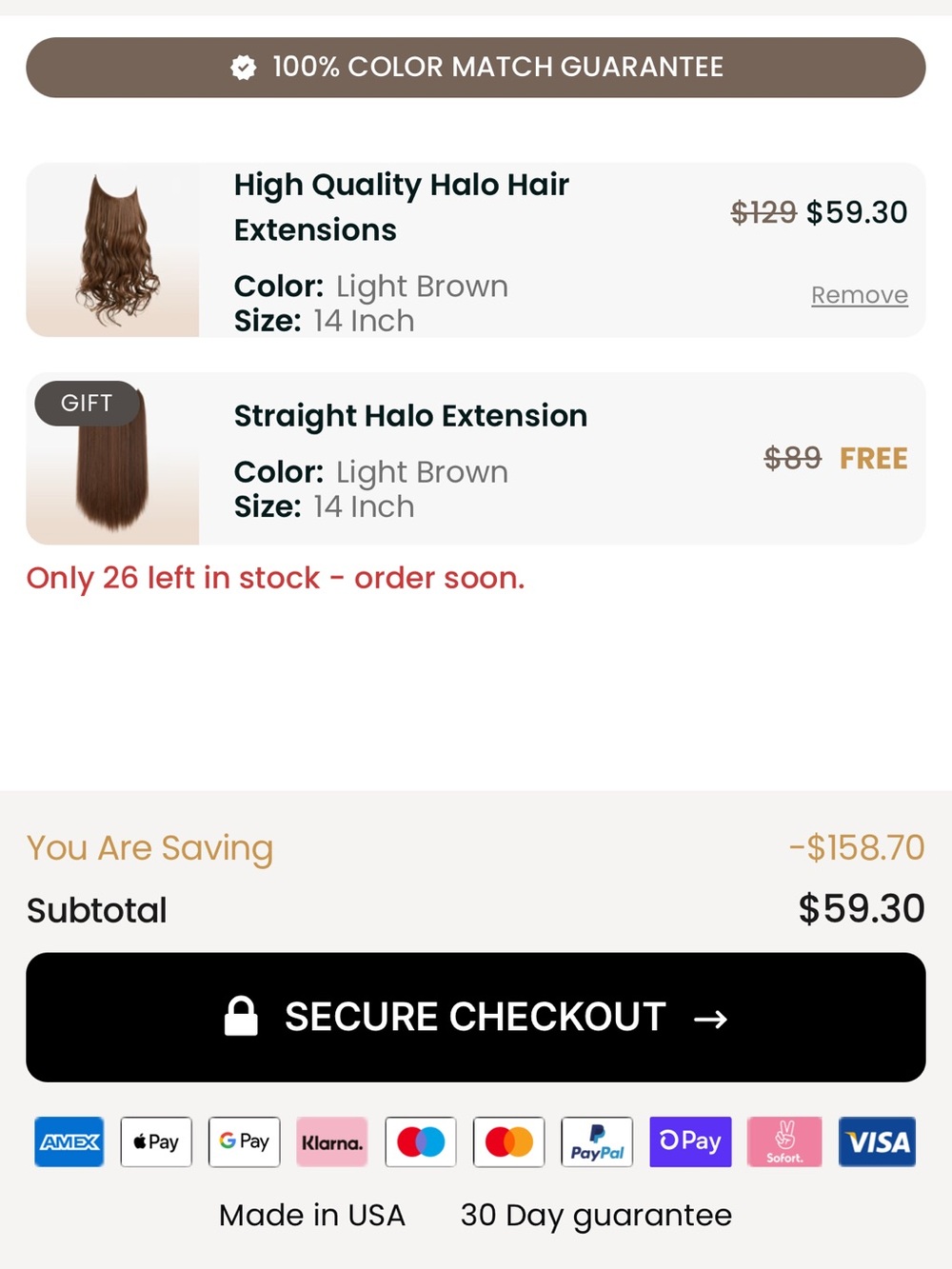 Light Brown Halo Hair Extensions - 14 Inch
